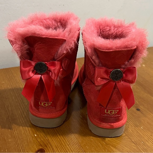 UGG Shoes - UGG Suede Mini Bailey Bow II Boots in Red